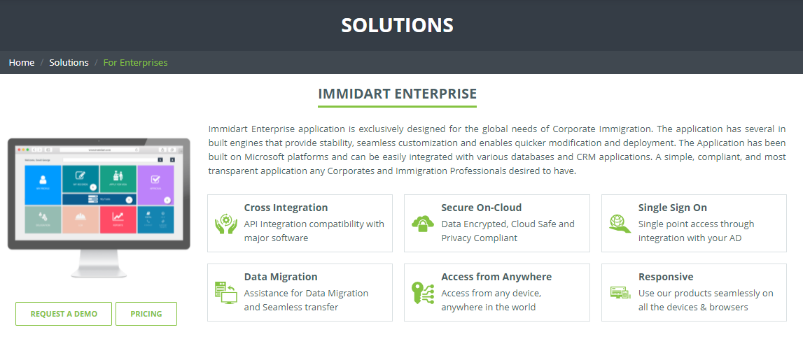 screenshot of Immidart Enterprise